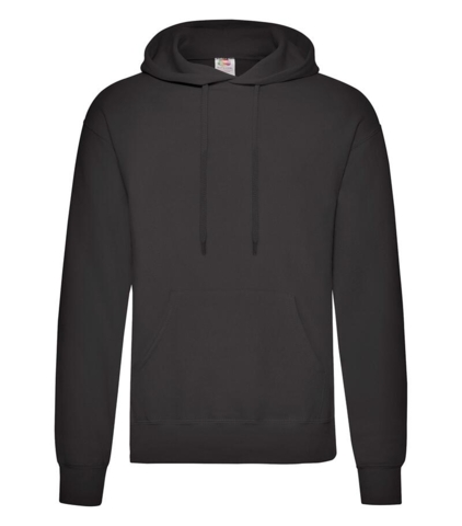 Fruit of the Loom Hoodie sort med lille logo på bryst